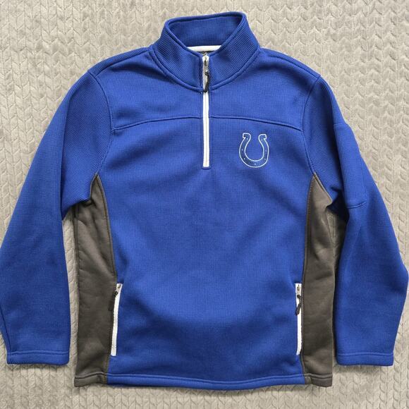 Indianapolis Colts ¼ Zip‎ Pullover Sweater Adult Large Stitched NFL Team Apparel - Picture 1 of 9